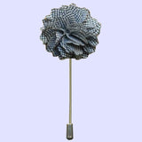 Bassin and Brown Gingham Check Lapel Pin - Grey/White