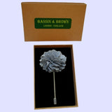 Bassin and Brown Gingham Check Lapel Pin - Grey/White