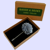 Bassin and Brown Gingham Check Lapel Pin - Grey/White