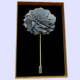 Bassin and Brown Gingham Check Lapel Pin - Grey/White