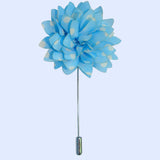 Bassin and Brown Spotted  Flower Jacket Lapel Pin - Blue and White