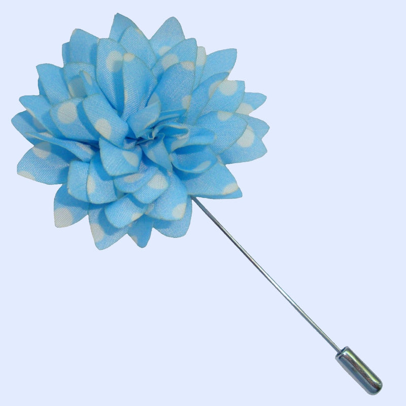 Bassin and Brown Spotted  Flower Jacket Lapel Pin - Blue and White