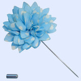 Bassin and Brown Spotted  Flower Jacket Lapel Pin - Blue and White