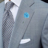 Bassin and Brown Spotted  Flower Jacket Lapel Pin - Blue and White