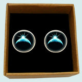 Bassin and Brown Sun Rising Over Earth Cufflinks - Black, Blue and White