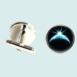 Bassin and Brown Sun Rising Over Earth Cufflinks - Black, Blue and White