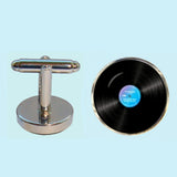 Bassin and Brown Vinyl Disc Cufflinks - Black and Blue