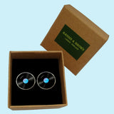 Bassin and Brown Vinyl Disc Cufflinks - Black and Blue