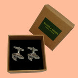 Bassin and Brown Salmon Fish Cufflinks - Silver