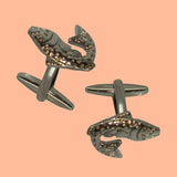 Bassin and Brown Salmon Fish Cufflinks - Silver
