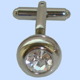 Bassin and Brown Silver Round Clear Crystal Cufflinks