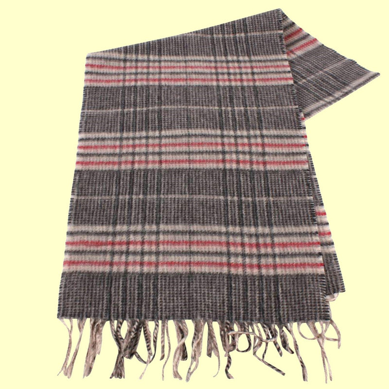 Bassin and Brown - Bergkamp  - 100% Cashmere - Check Scarf - Beige,Red and Grey
