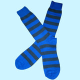 Bassin and Brown Hooped Stripe Cotton Socks - Blue and Grey
