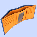 Bassin and Brown Blue/Orange Trifold 10 Card Slot Wallet