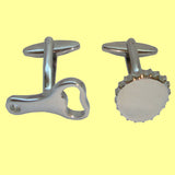 Bassin and Brown Silver Bottle Opener and Cap Cufflinks