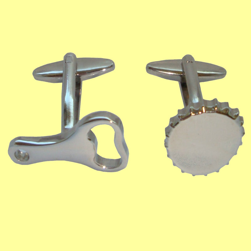 Bassin and Brown Silver Bottle Opener and Cap Cufflinks