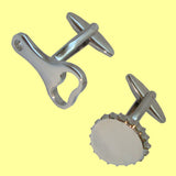 Bassin and Brown Silver Bottle Opener and Cap Cufflinks