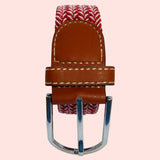 Bassin and Brown Wine Chevron Elasticated Woven Belt  - Silver Toned Buckle
