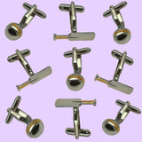 Bassin and Brown Cricket Bat and Ball Cufflinks - Silver and Gold