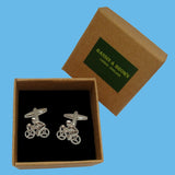 Bassin and Brown Cyclist Cufflinks - Silver