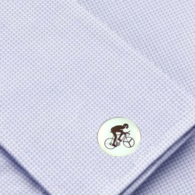 Bassin and Brown Cyclist Cufflinks - White and Black