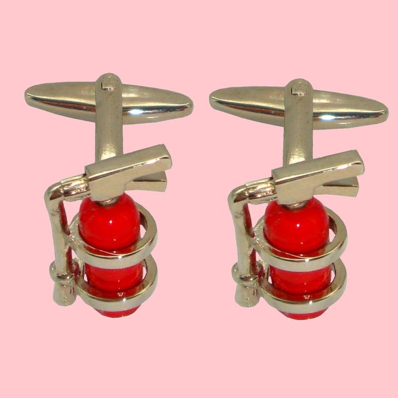 Bassin and Brown Fire Extinguisher Cufflinks - Red/Silver
