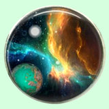 Bassin and Brown Space and Planets Cufflinks - Navy/Green/Yellow