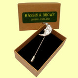 Bassin and Brown Silver Crescent Moon Lapel Pin