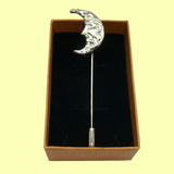 Bassin and Brown Silver Crescent Moon Lapel Pin