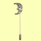 Bassin and Brown Silver Crescent Moon Lapel Pin