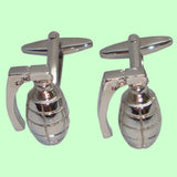 Bassin and Brown Hand Grenade Cufflinks - Silver
