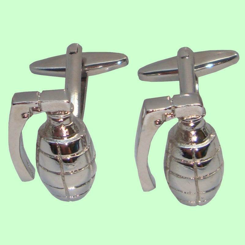 Bassin and Brown Hand Grenade Cufflinks - Silver