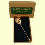 Bassin and Brown Mask Happy Jacket Lapel Pin - Gold