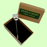 Bassin and Brown Mask Happy Jacket Lapel Pin - Silver