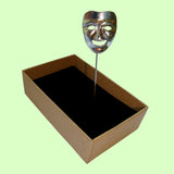 Bassin and Brown Mask Happy Jacket Lapel Pin - Silver