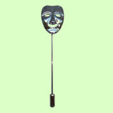 Bassin and Brown Mask Happy Jacket Lapel Pin - Silver