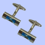 Bassin and Brown Hourglass Silver/Blue Cufflinks