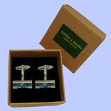 Bassin and Brown Hourglass Silver/Blue Cufflinks