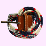Bassin and Brown Jagged Stripe Woven Belt - Navy, Red and White