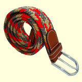 Bassin and Brown Jagged Stripe Woven Belt - Beige, Red and Grey
