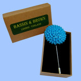 Bassin and Brown Blue Chrysanthemum Flower Jacket Lapel Pin