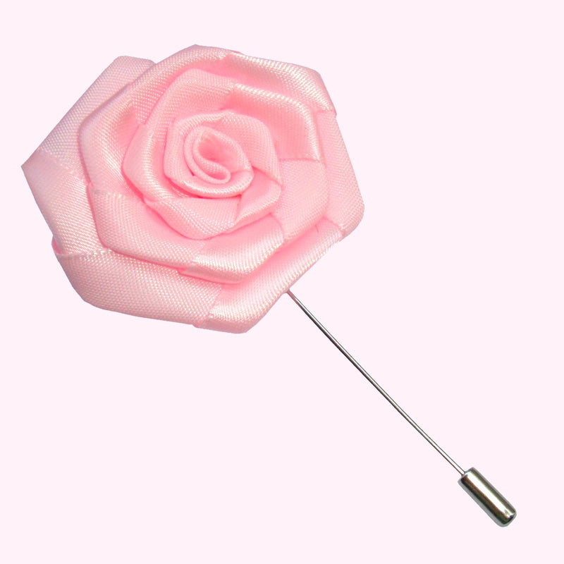 Bassin and Brown Rose  Jacket Lapel Pin - 4cm Diameter - Pastel Pink