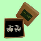 Bassin and Brown Mask Happy and Sad Cufflinks - Silver