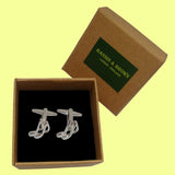 Bassin and Brown Musical Note Cufflinks - Silver