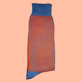 Bassin and Brown - Vertical Stripe Cotton Socks - Blue and Orange