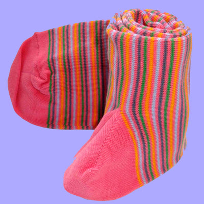 Bassin and Brown Multi Stripe Fine Gauge Cotton Socks - Pink
