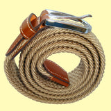Bassin and Brown Plain Beige Elasticated Woven Belt