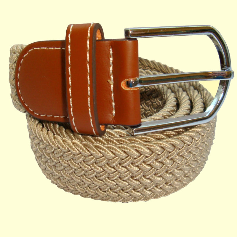 Bassin and Brown Plain Beige Elasticated Woven Belt