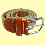 Bassin and Brown Plain Beige Elasticated Woven Belt