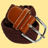 Bassin and Brown Dark Brown Woven Belt - Silver Toned Buckle